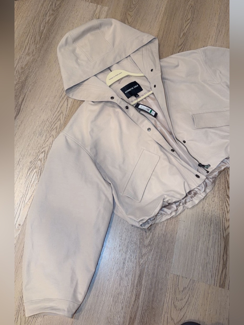 Kenneth Cole Beige Cropped Hooded Jacket